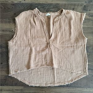 Aerie Pool-To-Party Cropped Shirt- Tan